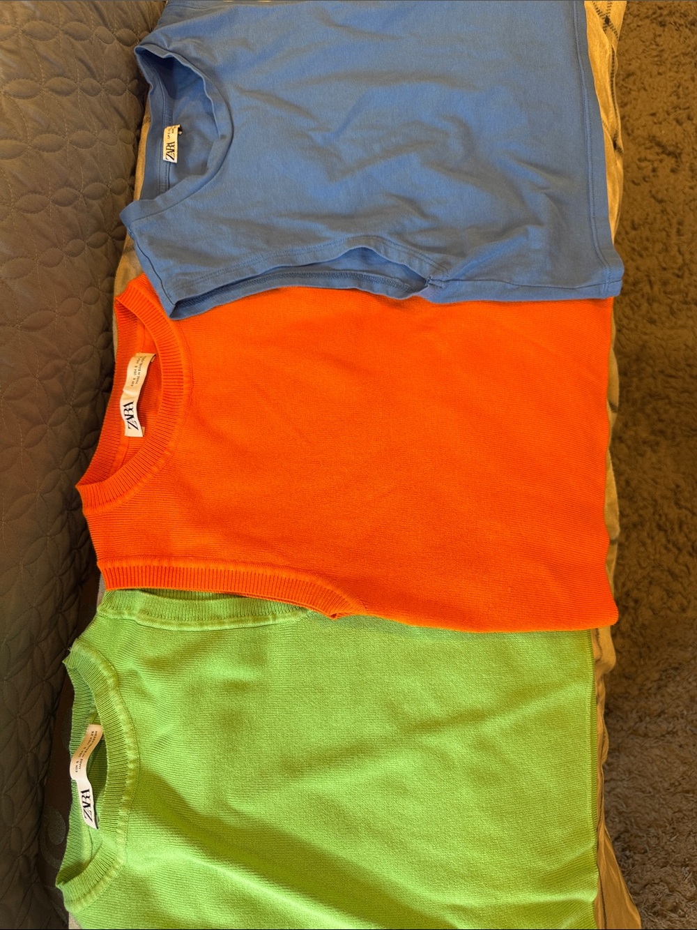Zara Orange, Blue, and Green Sleeveless Tank Top Set